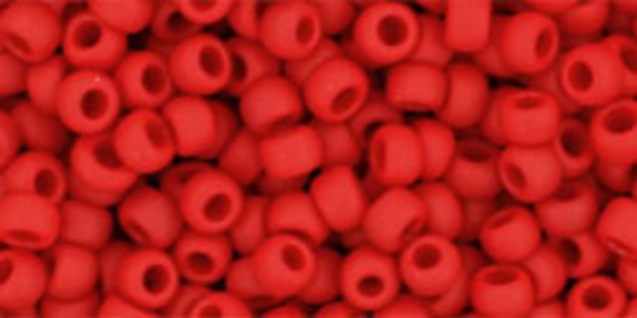 Toho 8/0 Round Japanese Seed Bead, TR8-45F, Opaque Frost Pepper Red, 17 grams